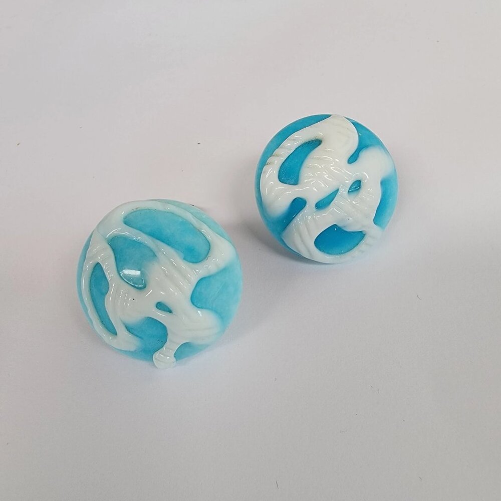 Rare Made in France Glass Button Clip on Earrings